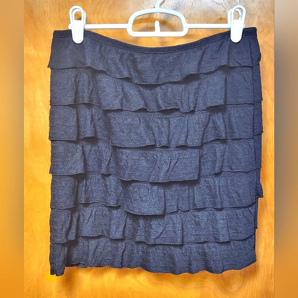 Max Studio Black Stretch Tiered Ruffle Miniskirt Size XS